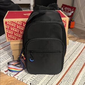 Vans Black Crossbody Bag with Rainbow Strap